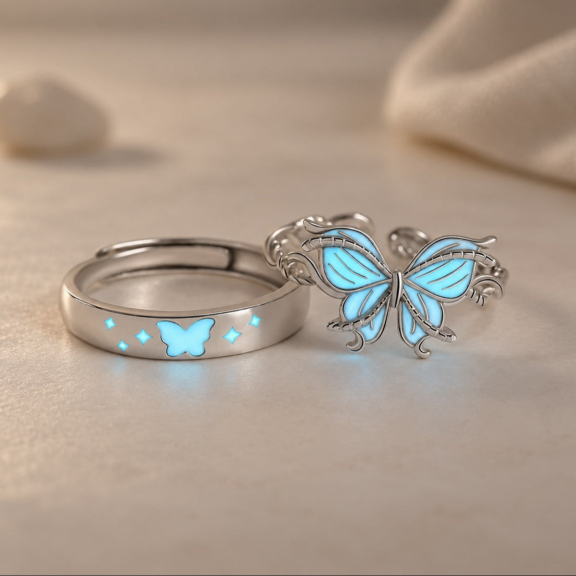 Butterfly Glow in the Dark Matching Rings