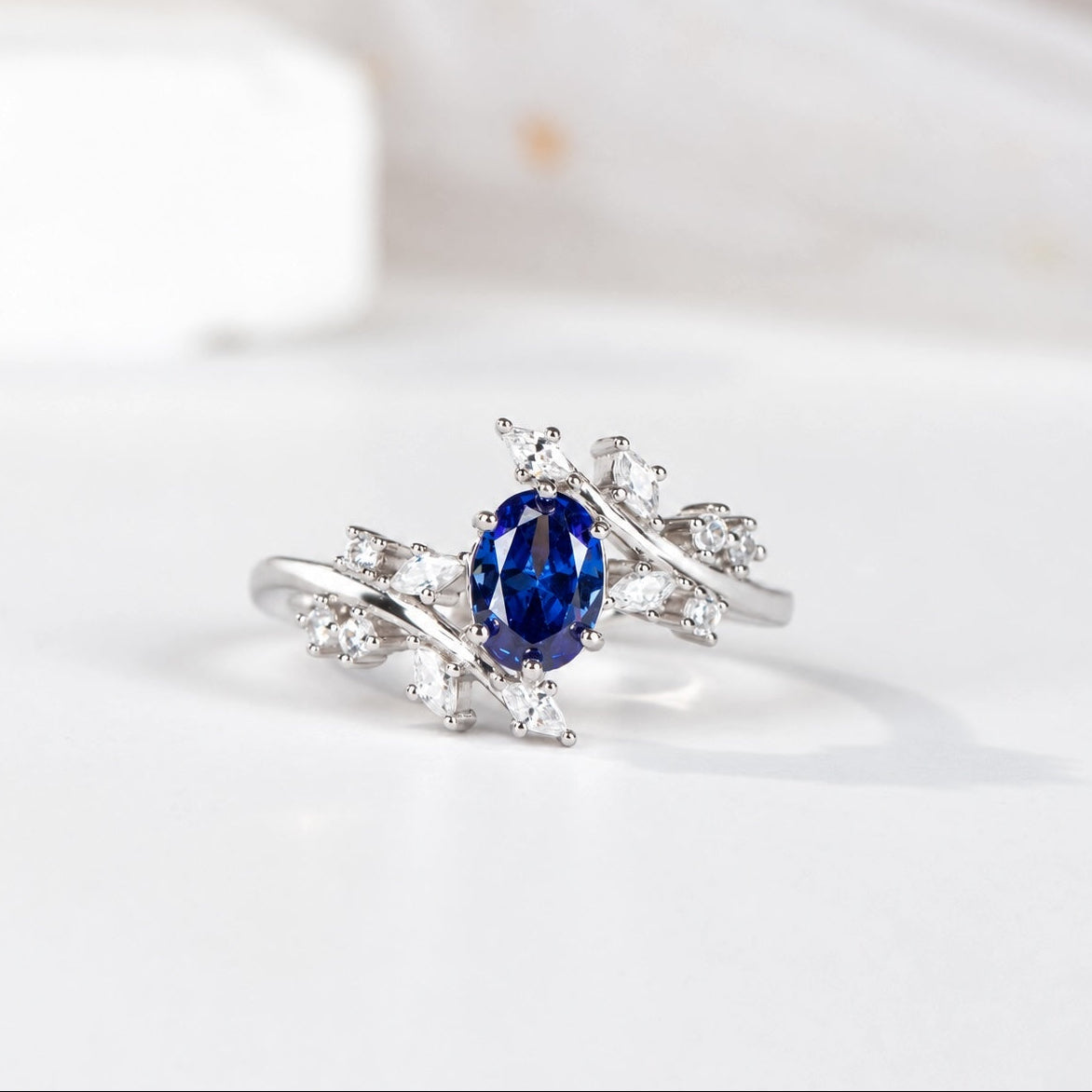 The Starfall - Blue Corundum Couple Rings