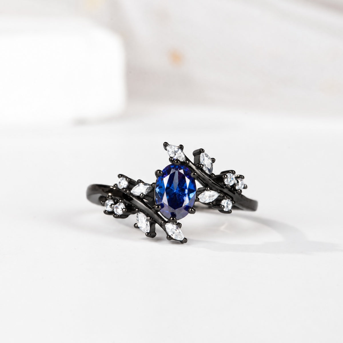 The Bluehour - Natural Blue Corundum Couple Rings