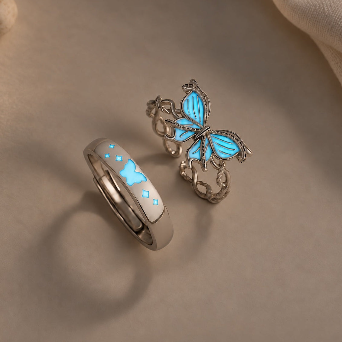 Butterfly Glow in the Dark Matching Rings