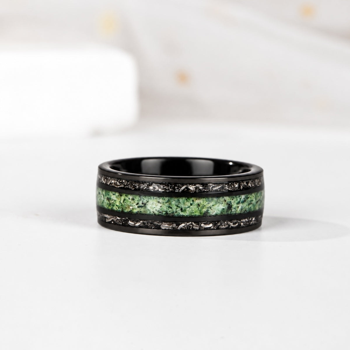 The Everwood - Natural Moss Agate Couple Rings