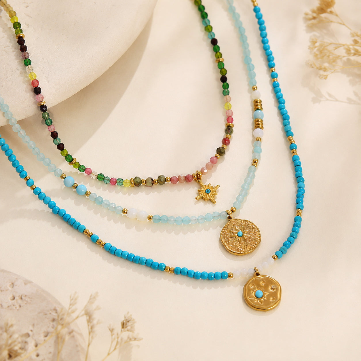 The Calista - Beaded Layered Necklace Set