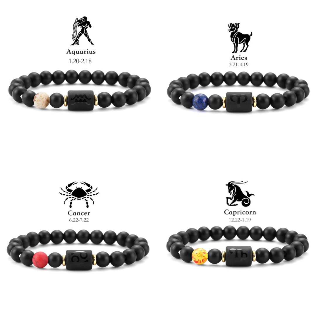 12 Zodiac Signs! Natural Stone Beaded Bracelets