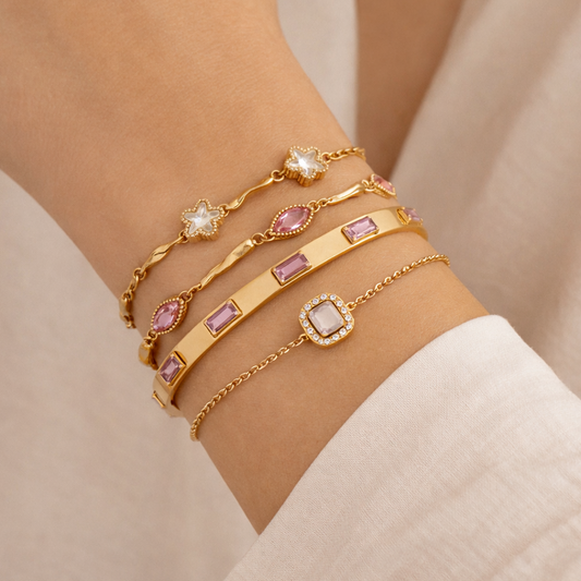 18k Gold Plated Minimal Bracelet Stack