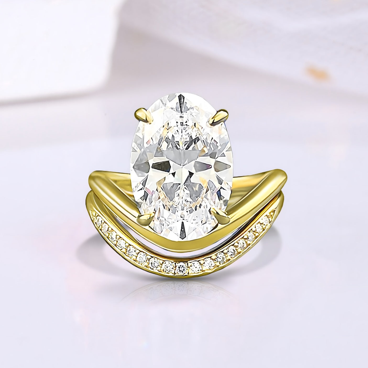 The Solira - Oval Cut Women Ring Set with 18k Gold Plated