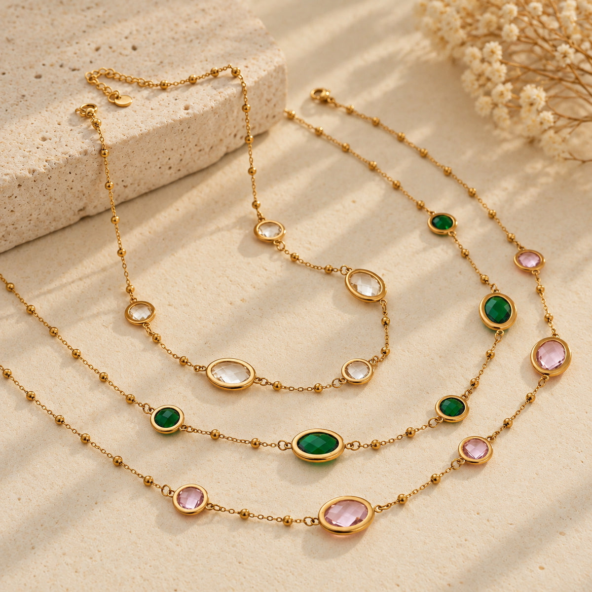 The Solstice - Beaded Stone Necklace