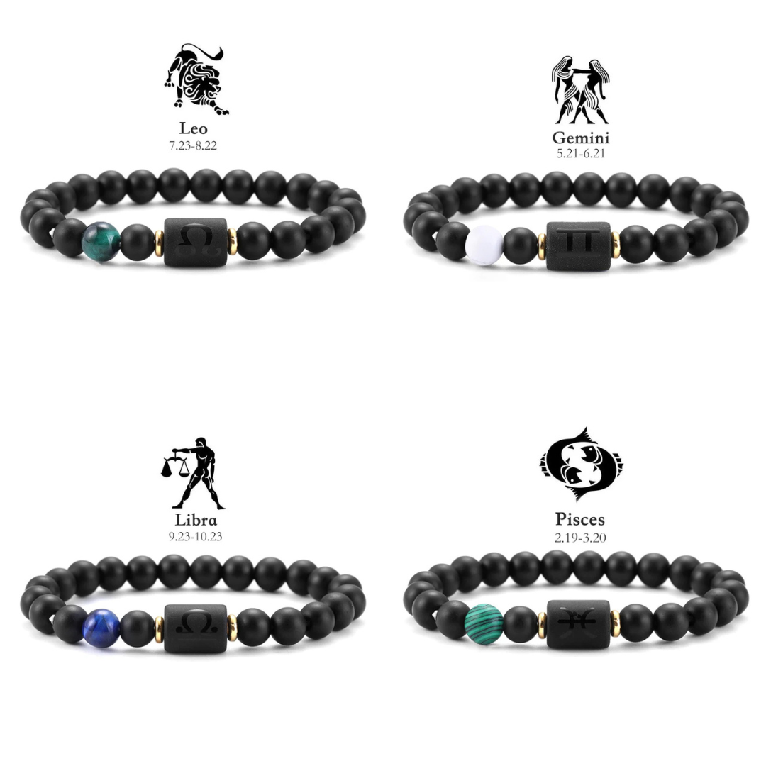 12 Zodiac Signs! Natural Stone Beaded Bracelets