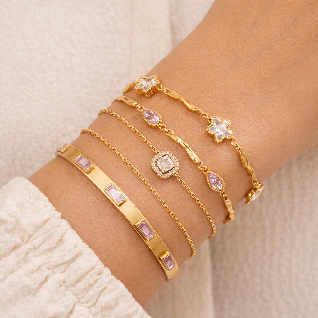 18k Gold Plated Minimal Bracelet Stack