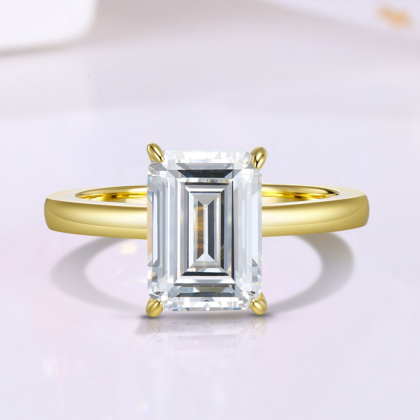 The Eiselle - 2.5 Ct. Emerald Cut 925 Silver with 18k Gold Plated Women Ring