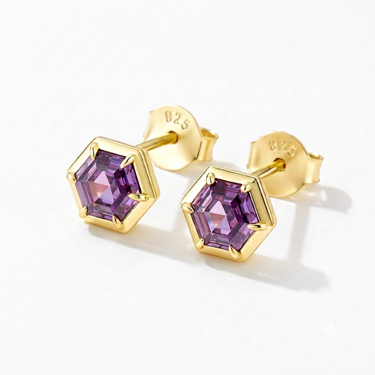 The Selene - Amethyst Stud Earrings