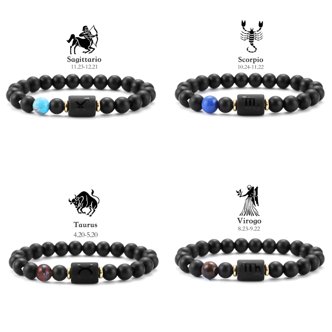 12 Zodiac Signs! Natural Stone Beaded Bracelets