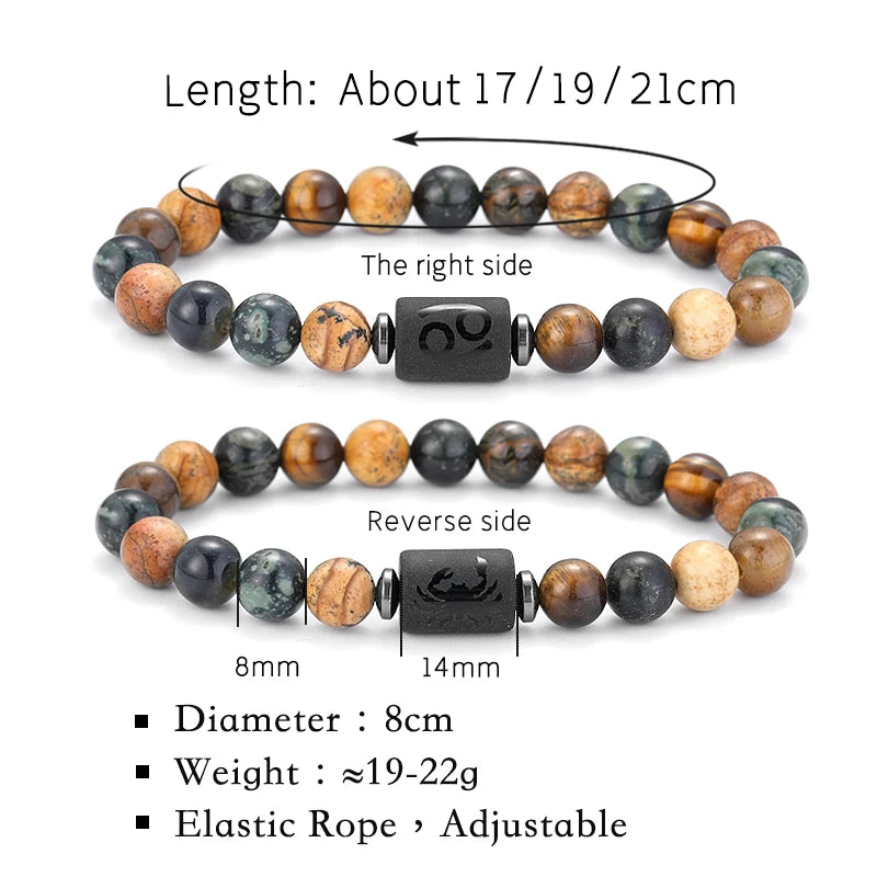 12 Zodiac Signs! Natural Stone Bracelets