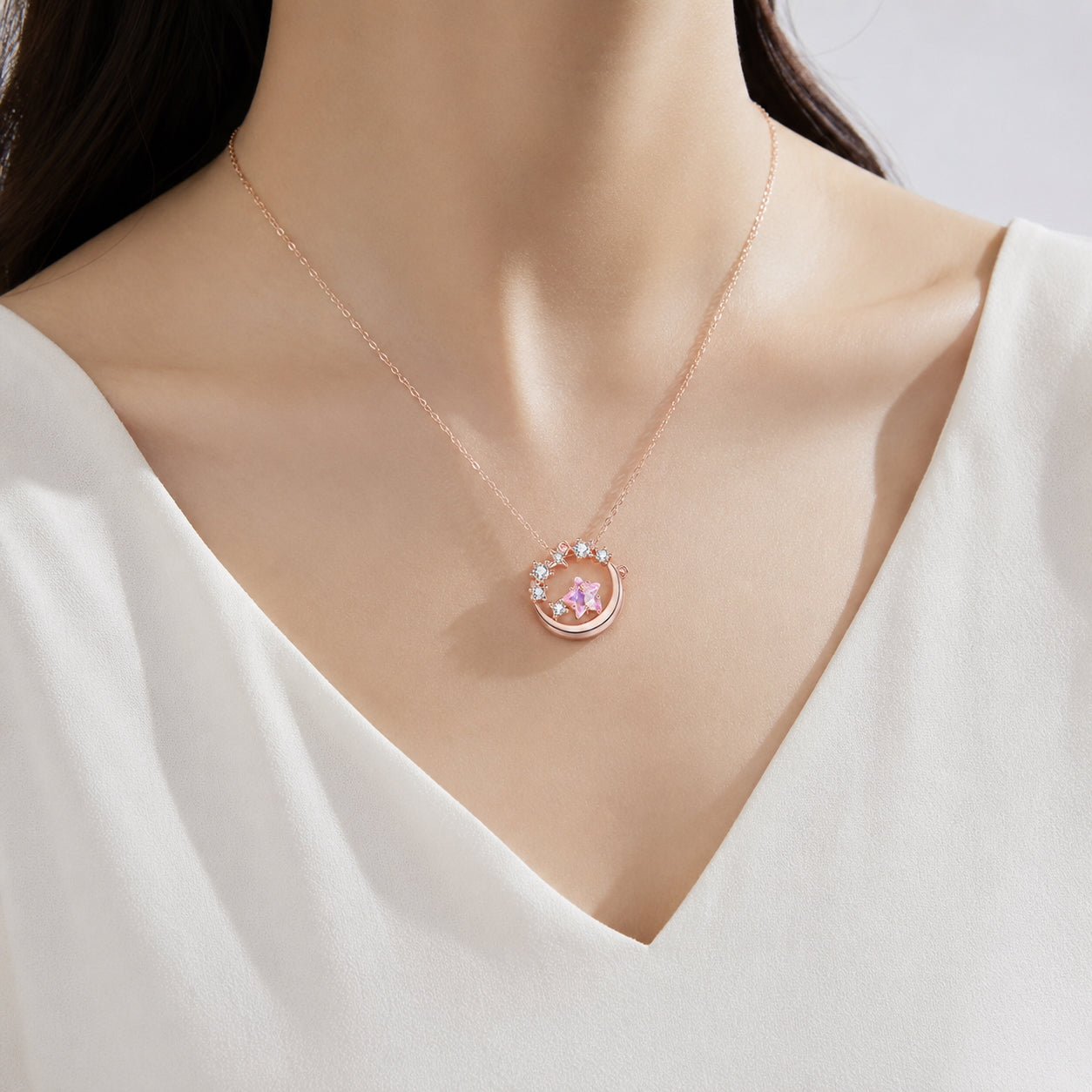 Rosegold Celestial Charm Necklaces - 925 Silver