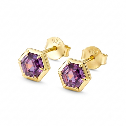 The Selene - Amethyst Stud Earrings