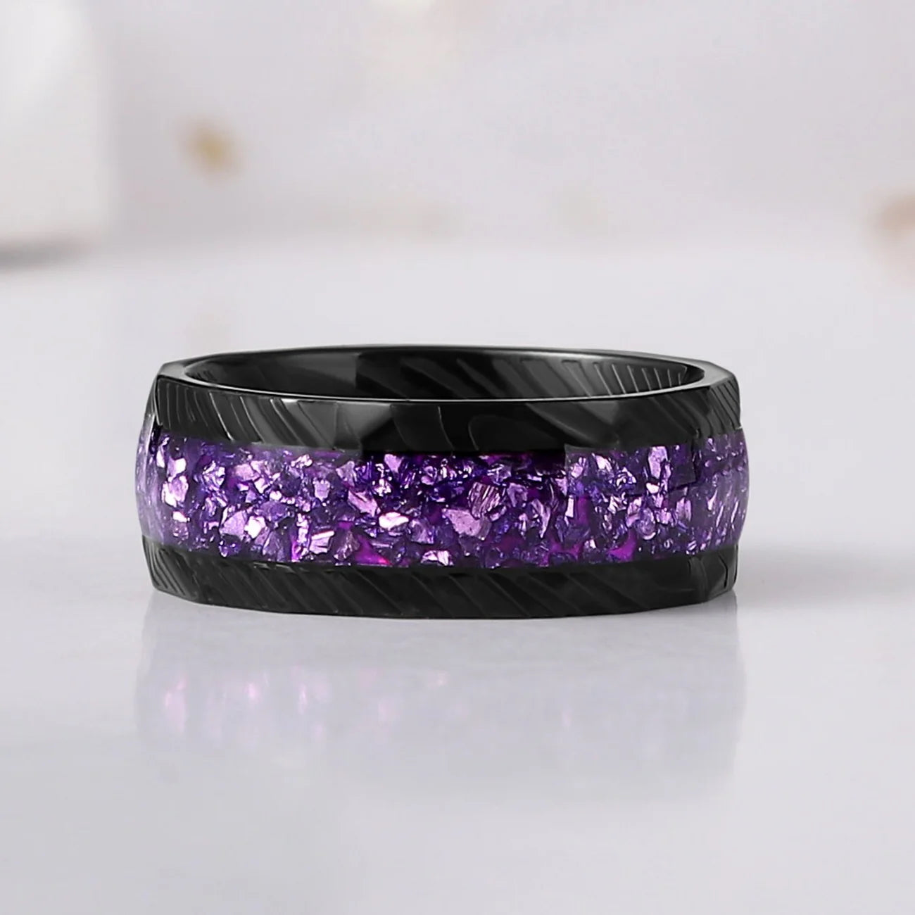The Serenya - Natural Amethyst Couple Ring Set