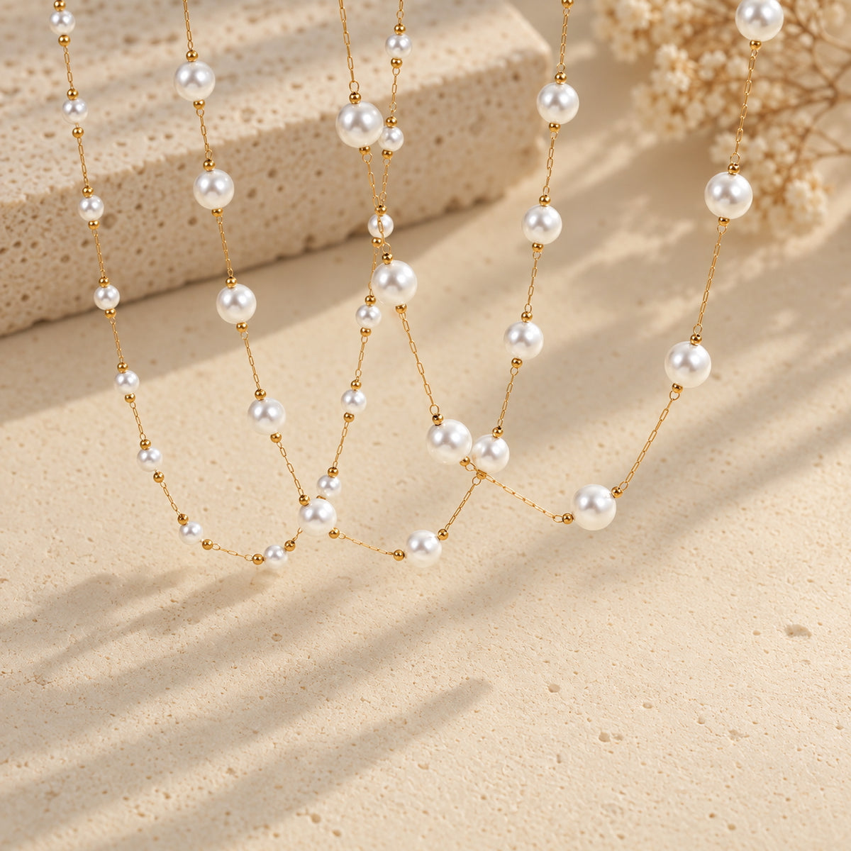 The Veil - Pearl Beaded Necklace Set