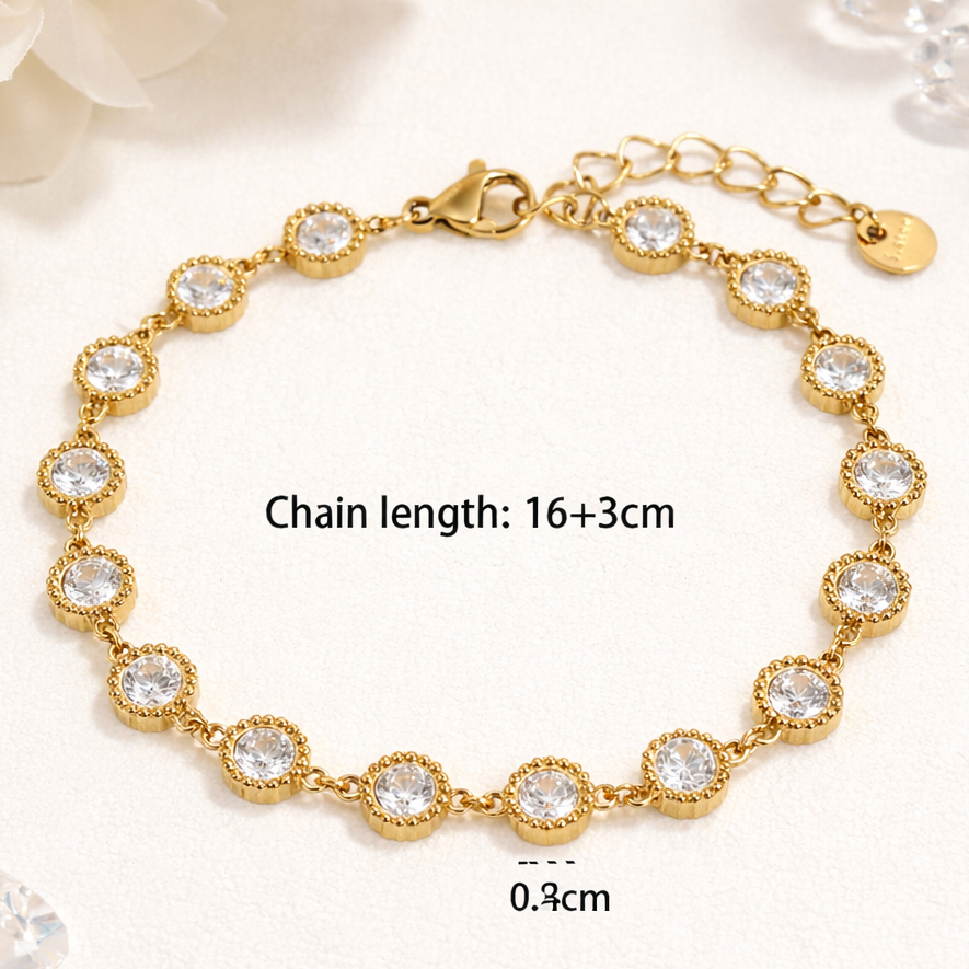 Round Bezel Tennis Charm Bracelets