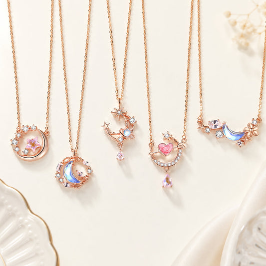 Rosegold Celestial Charm Necklaces - 925 Silver