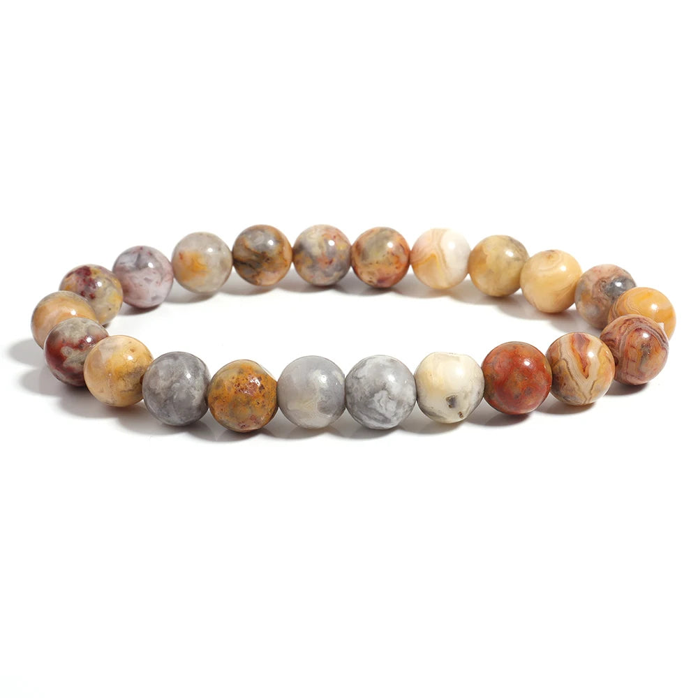 Natural Agate Healing Stone Beaded Unisex Bracelet