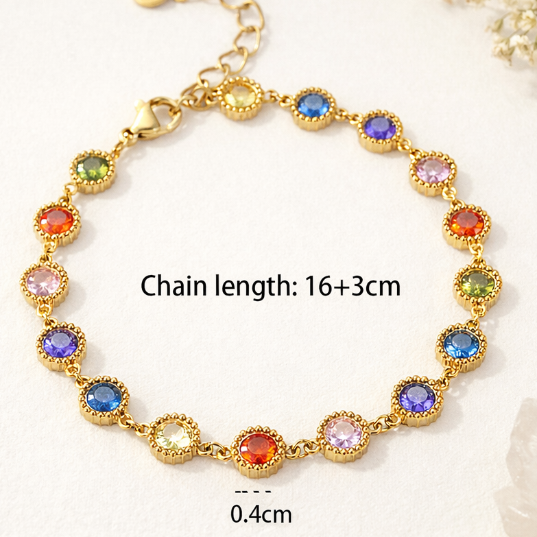 Round Bezel Tennis Charm Bracelets