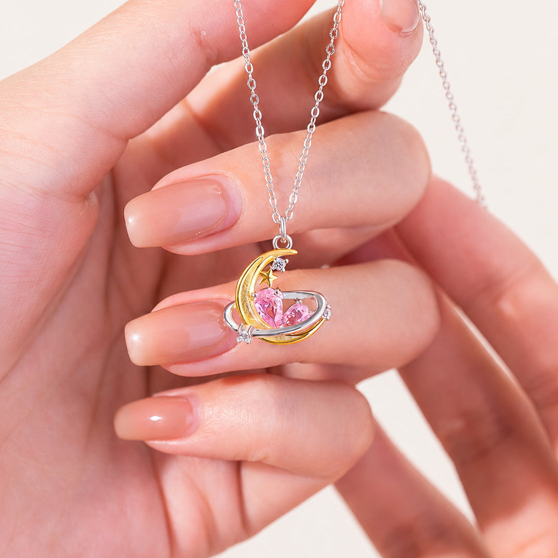 Crescent Moon Silver Charm Necklace