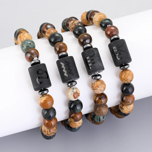 12 Zodiac Signs! Natural Stone Bracelets