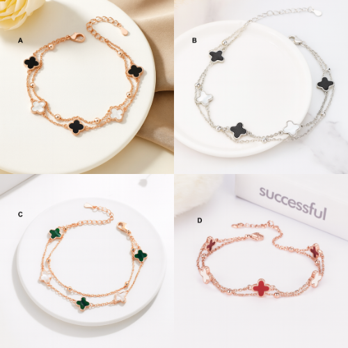 925 Silver Four Leaf Clover Bracelet