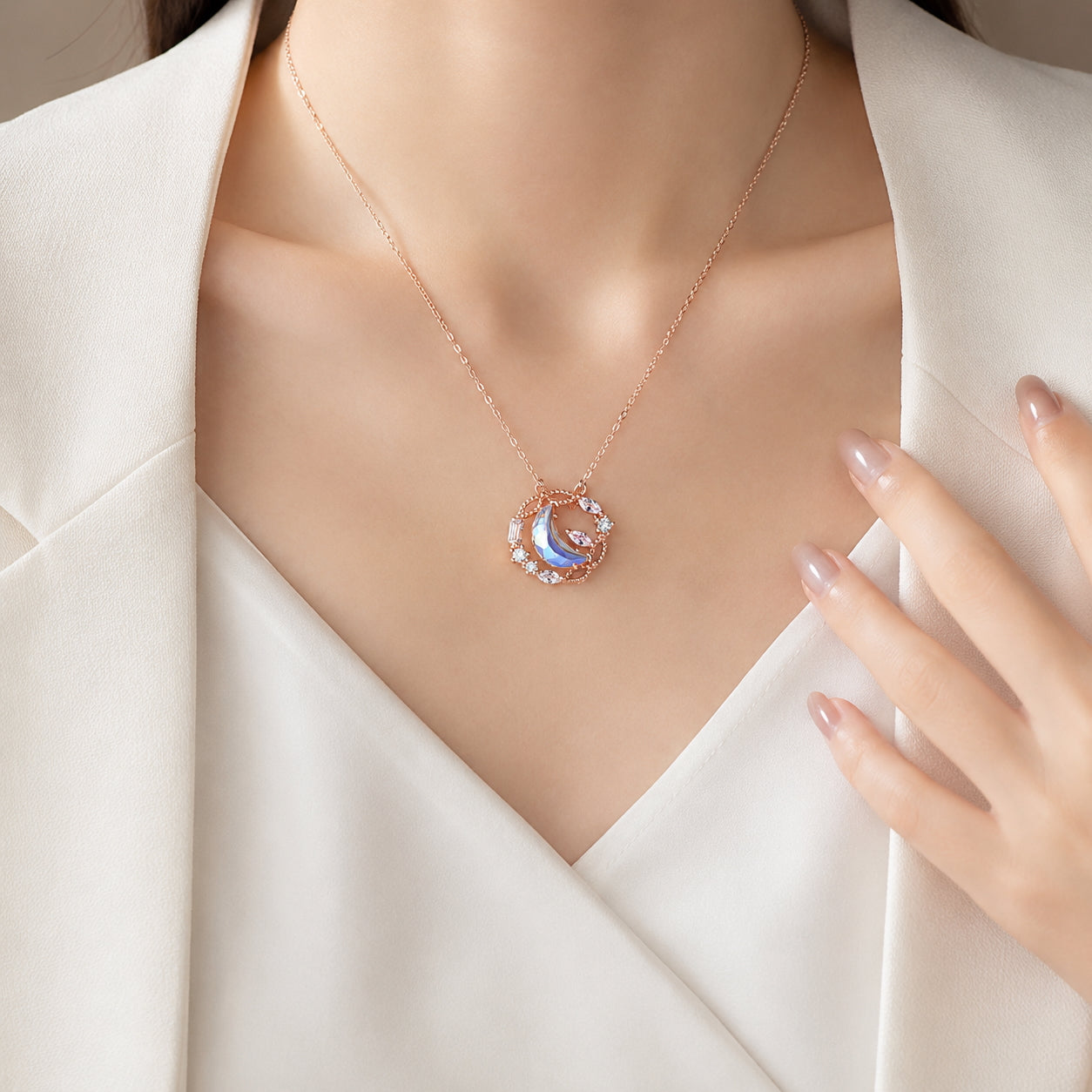 Rosegold Celestial Charm Necklaces - 925 Silver