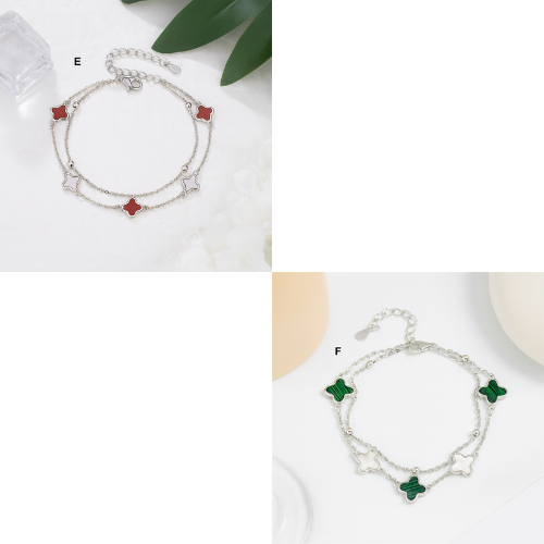 925 Silver Four Leaf Clover Bracelet
