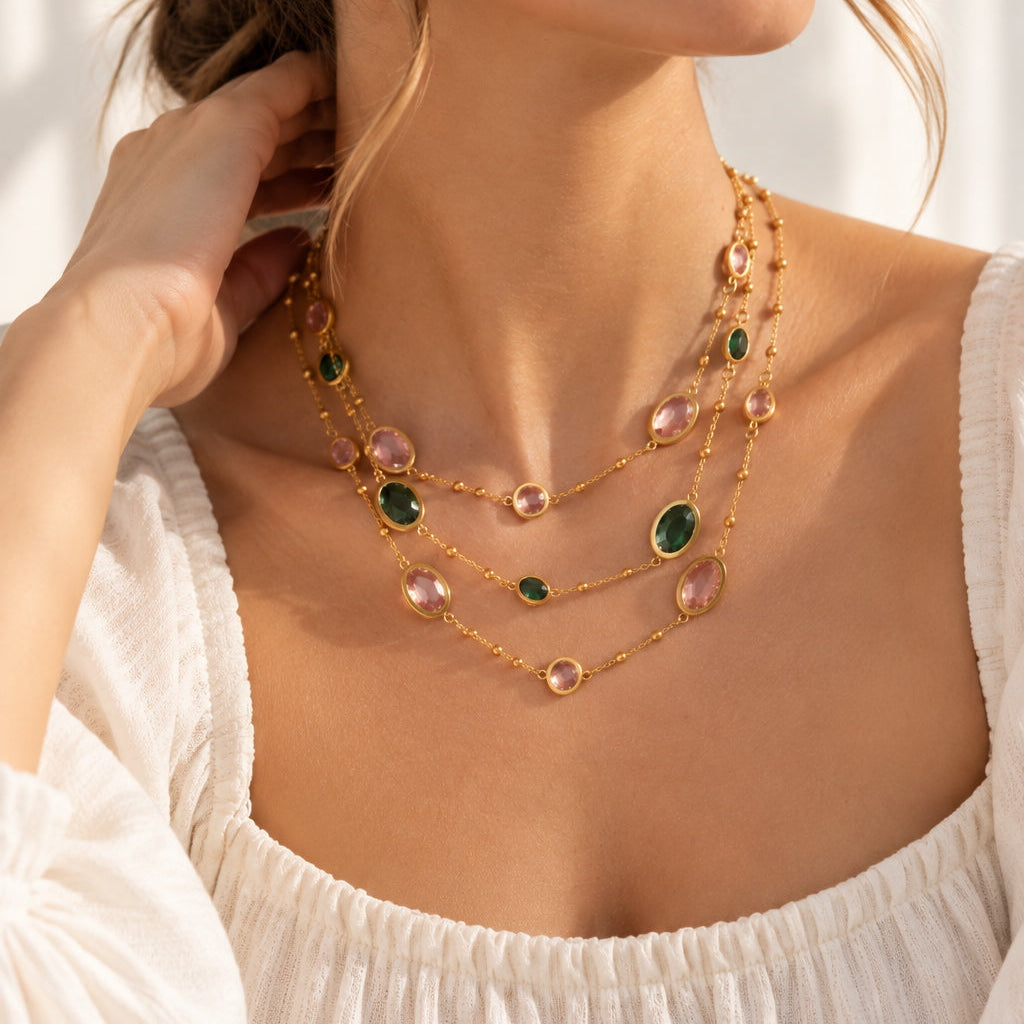 The Solstice - Beaded Stone Necklace