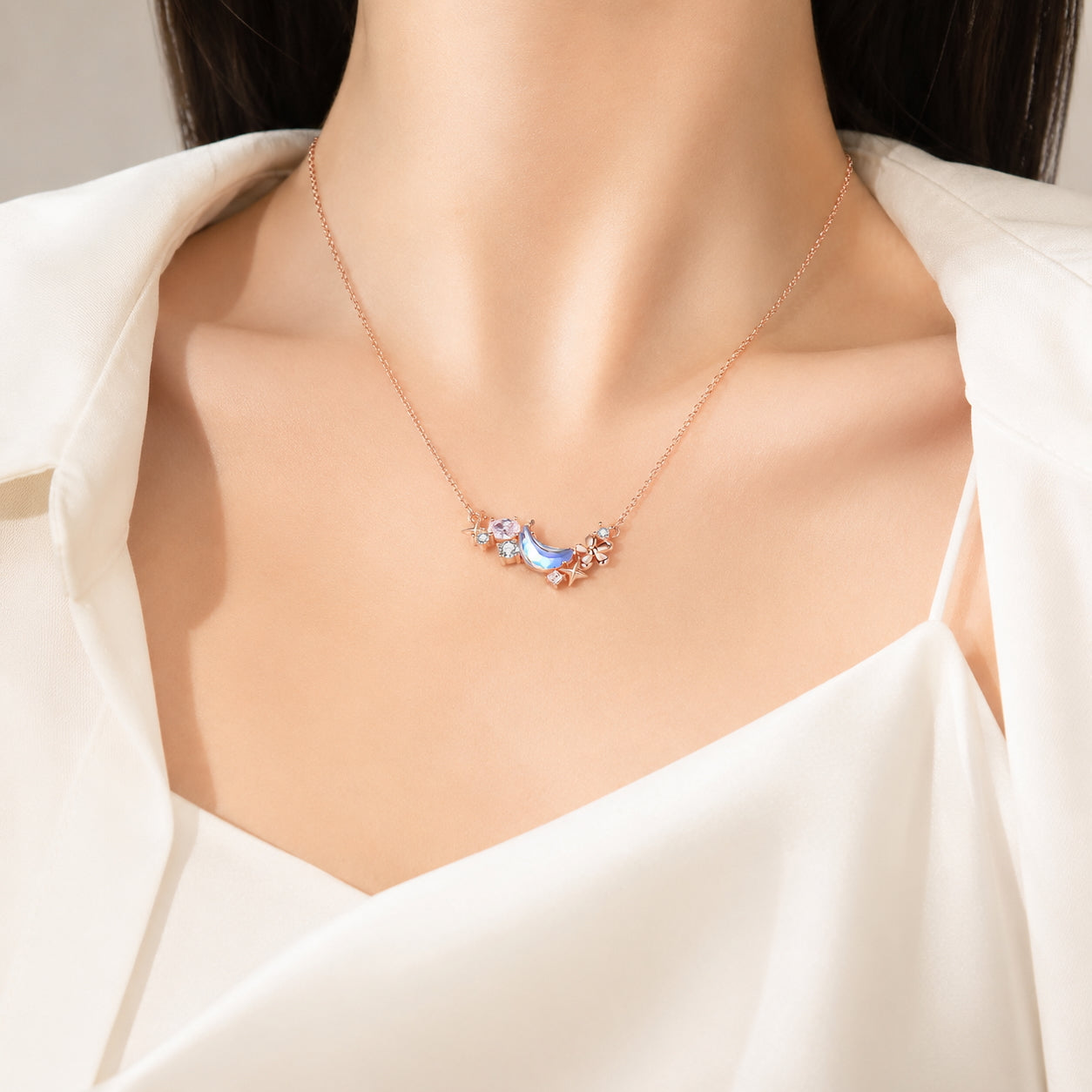 Rosegold Celestial Charm Necklaces - 925 Silver