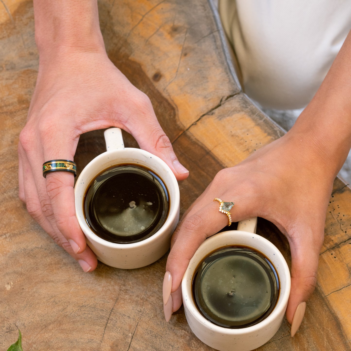 The Solora - Natural Moss Agate Ring Set
