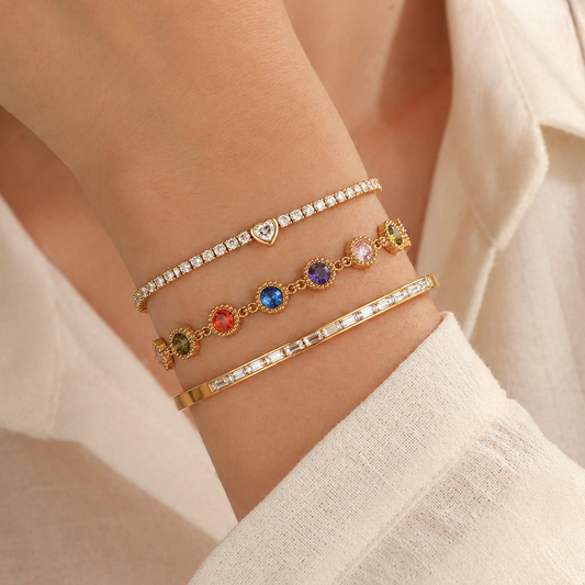 18k Gold Plated Tennis Bracelet Set