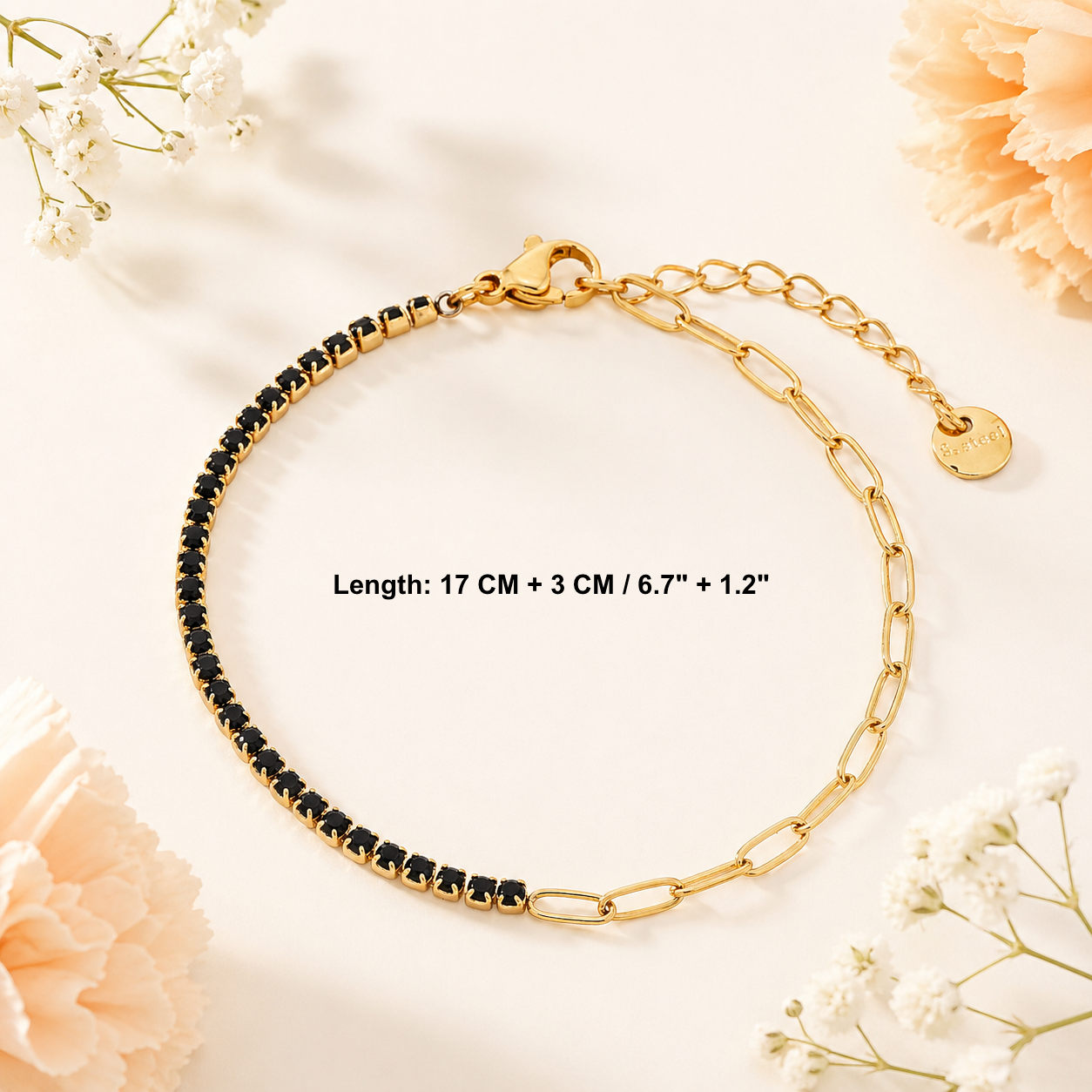 18k Gold Plated Onyx Bracelet Set