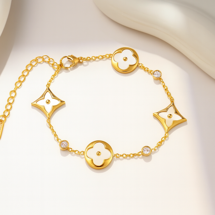Good Luck Clover & Stars Bracelet