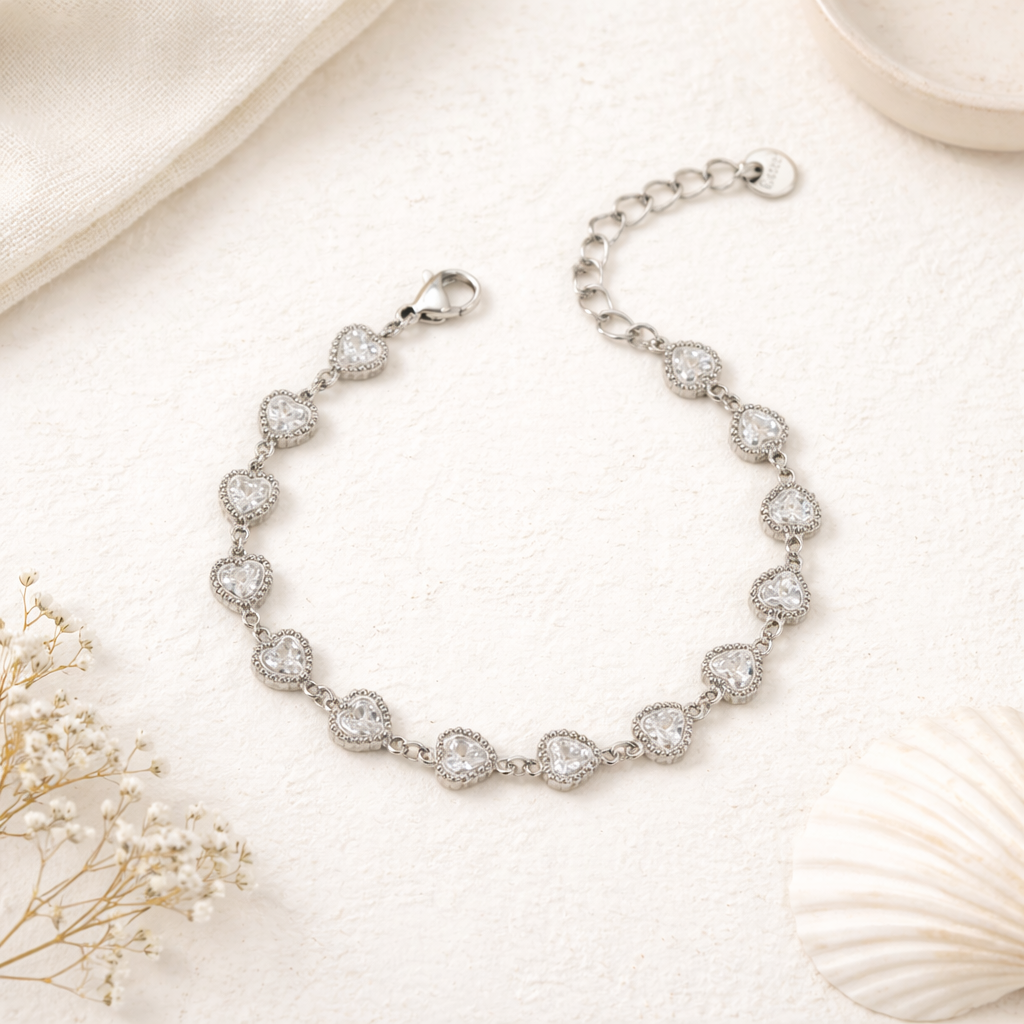 Heart Shaped Tennis Charm Bracelets