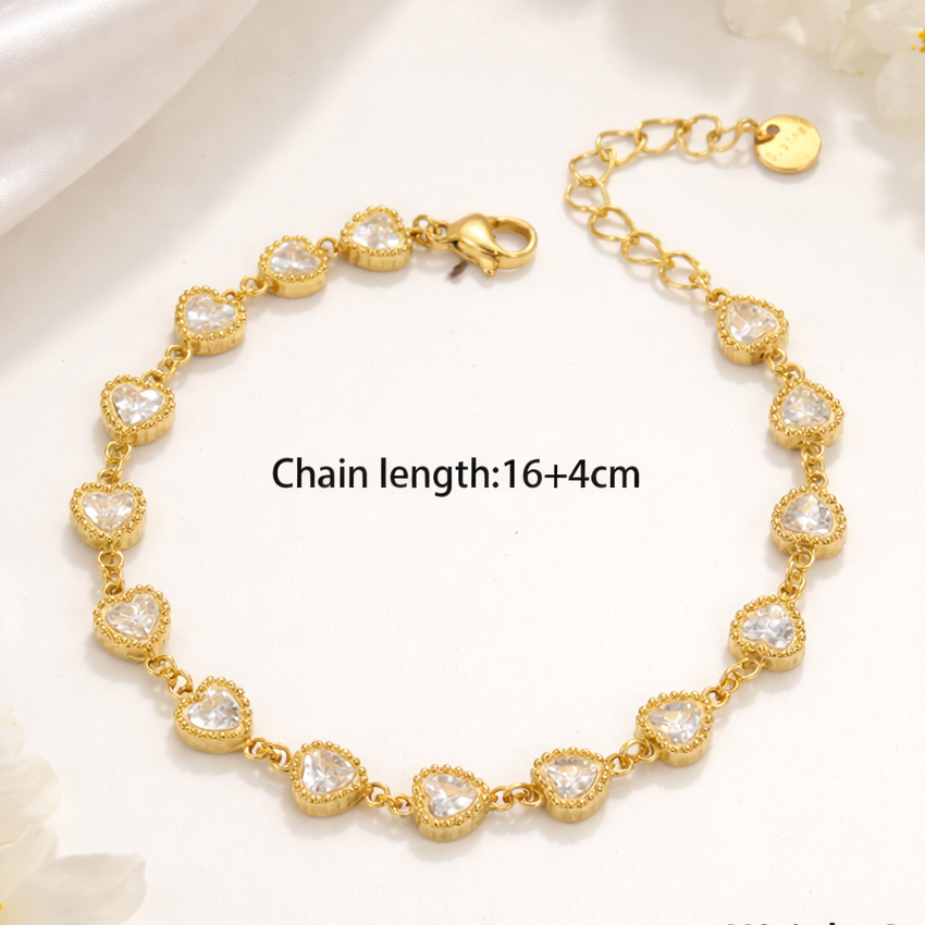 Heart Shaped Tennis Charm Bracelets