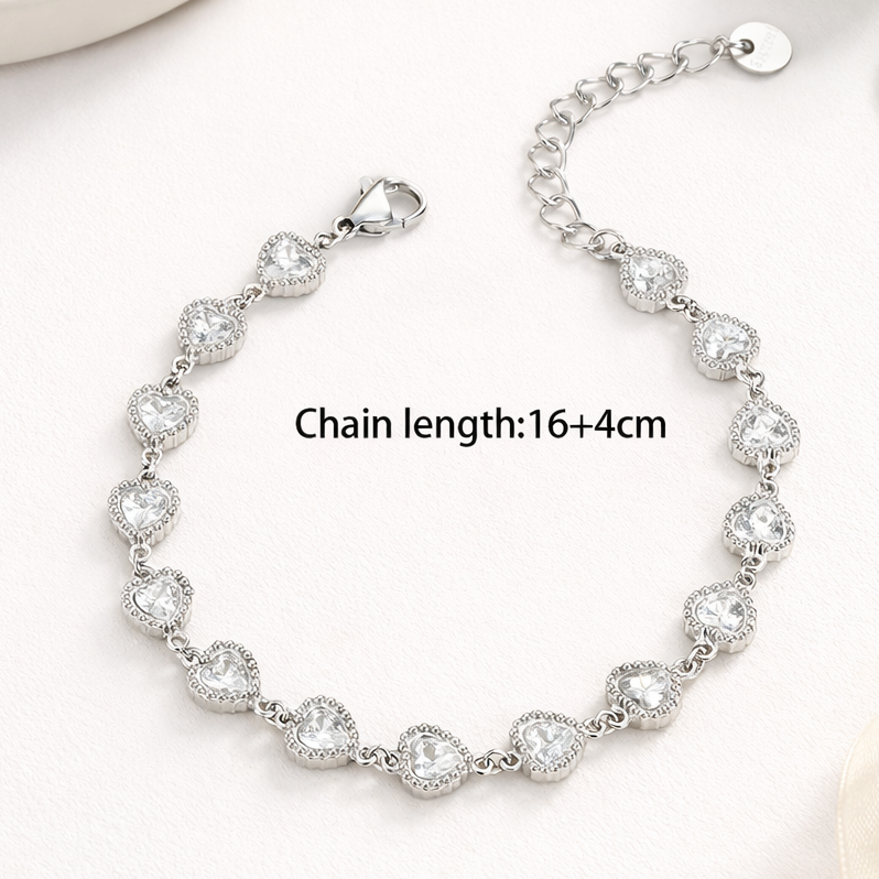 Heart Shaped Tennis Charm Bracelets