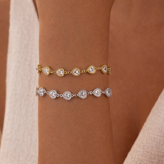 Heart Shaped Tennis Charm Bracelets