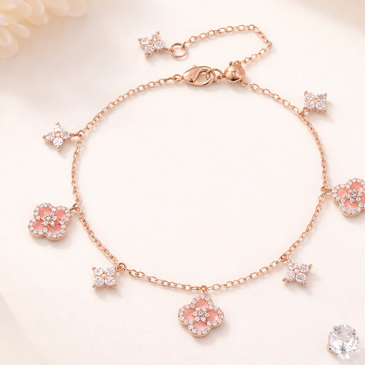 Four Leaf Rose Gold Clover Bracelet