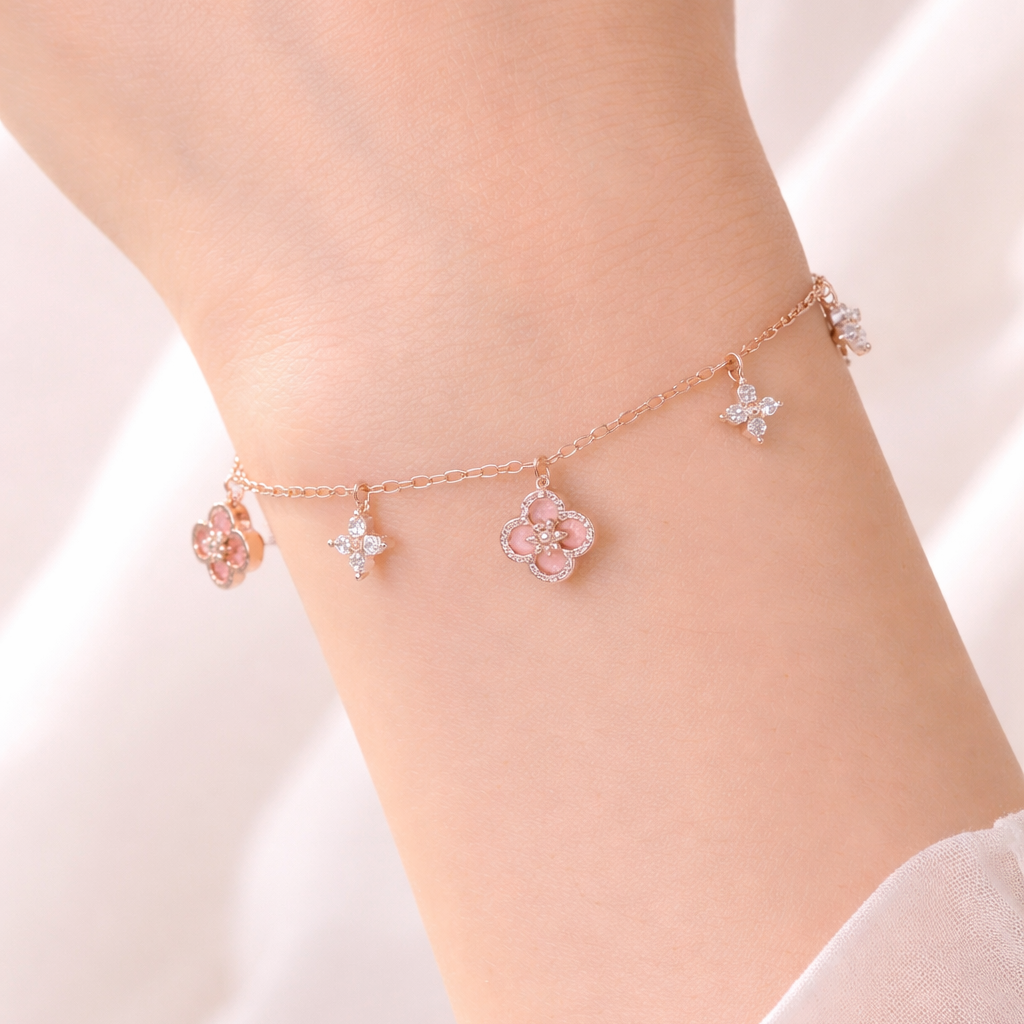 Four Leaf Rose Gold Clover Bracelet