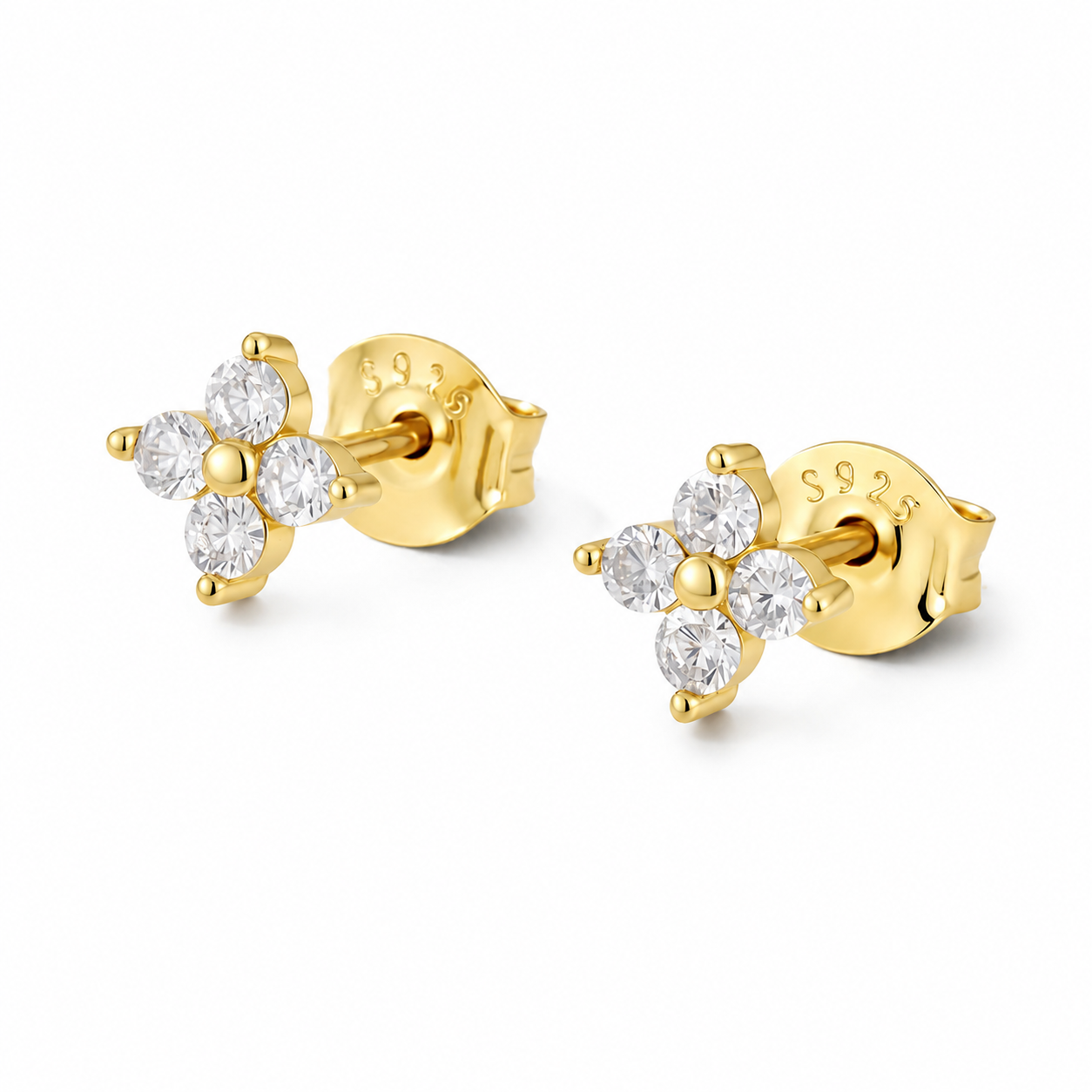 The Petalia - Four Leaf Clover Studs - 18k Gold