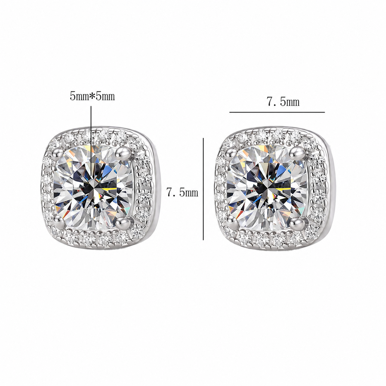 The Estelle - Cushion Halo Stud Earrings