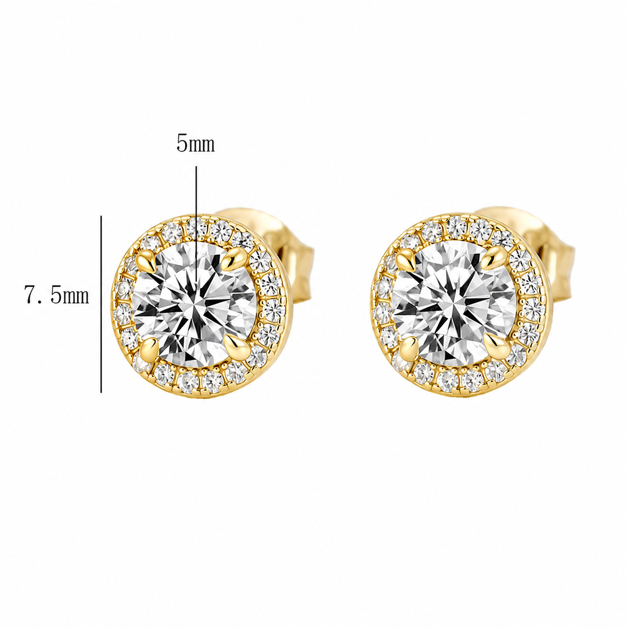 The Solene - Round Halo Stud Earrings