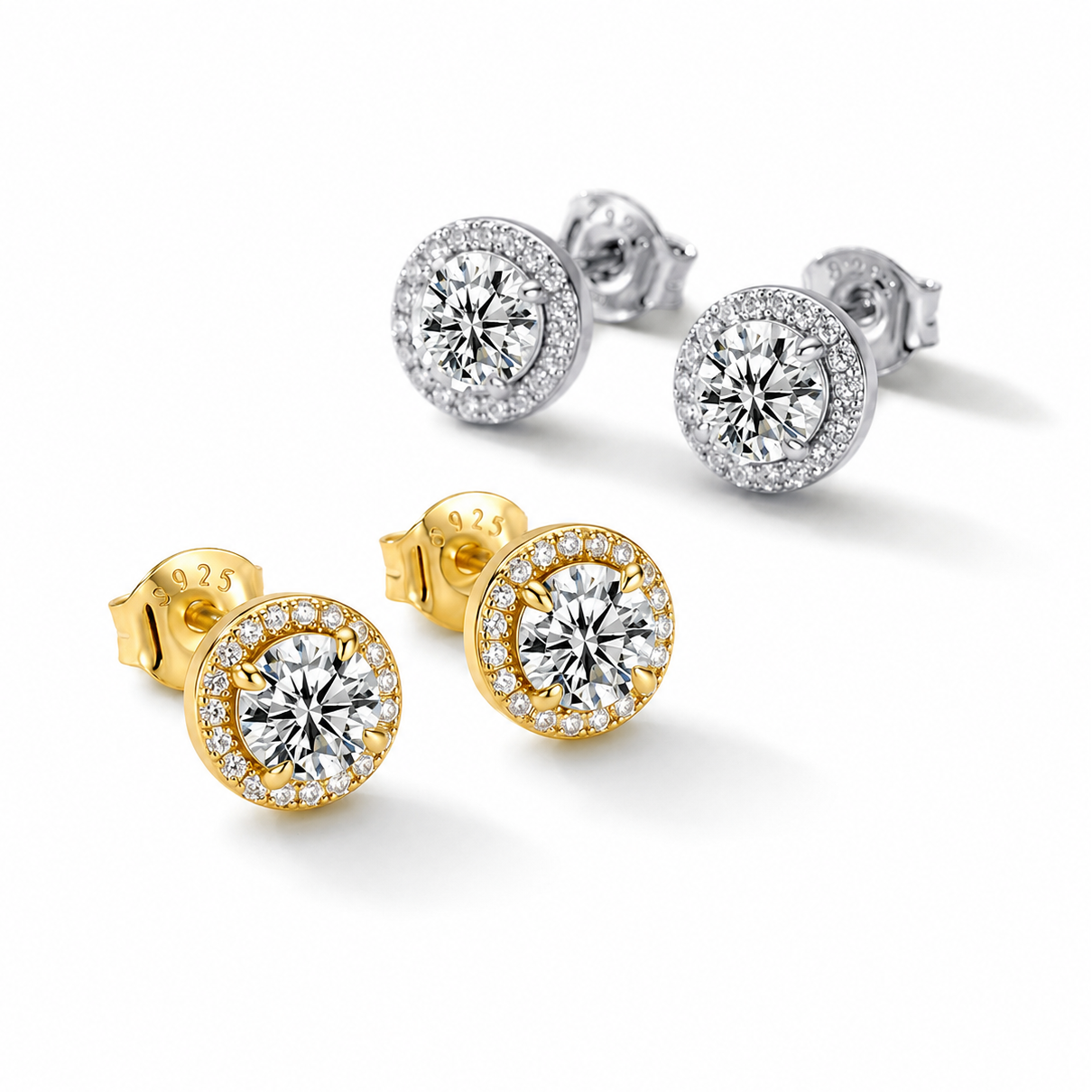 The Solene - Round Halo Stud Earrings