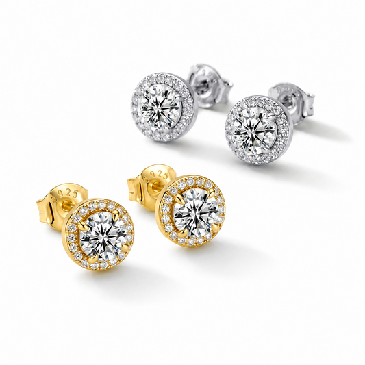 The Solene - Round Halo Stud Earrings
