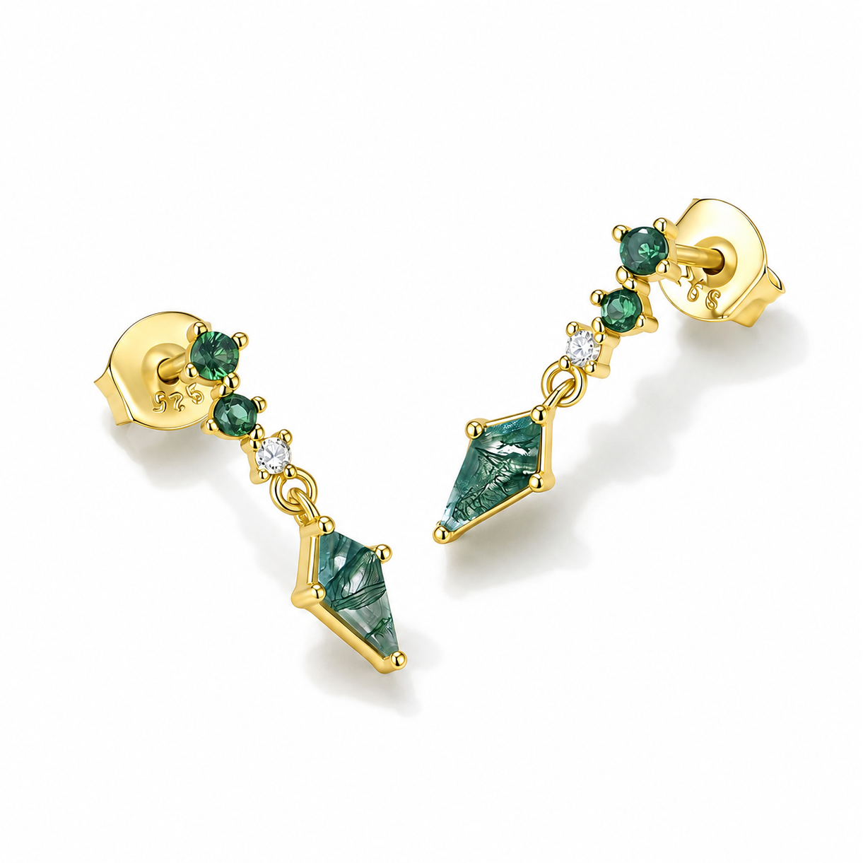 The Bosque - Natural Moss Agate Dangle Earrings