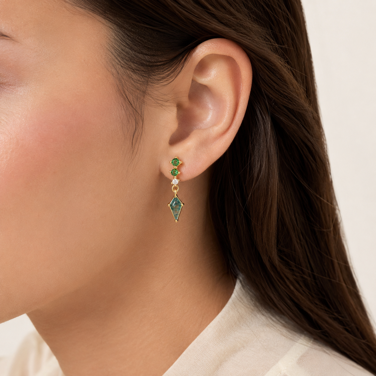 The Bosque - Natural Moss Agate Dangle Earrings