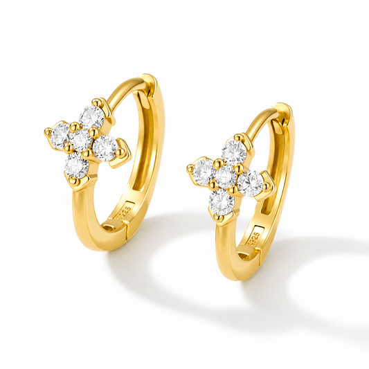 The Blossia - Four Leaf Clover Hoop Earrings - 18k Gold