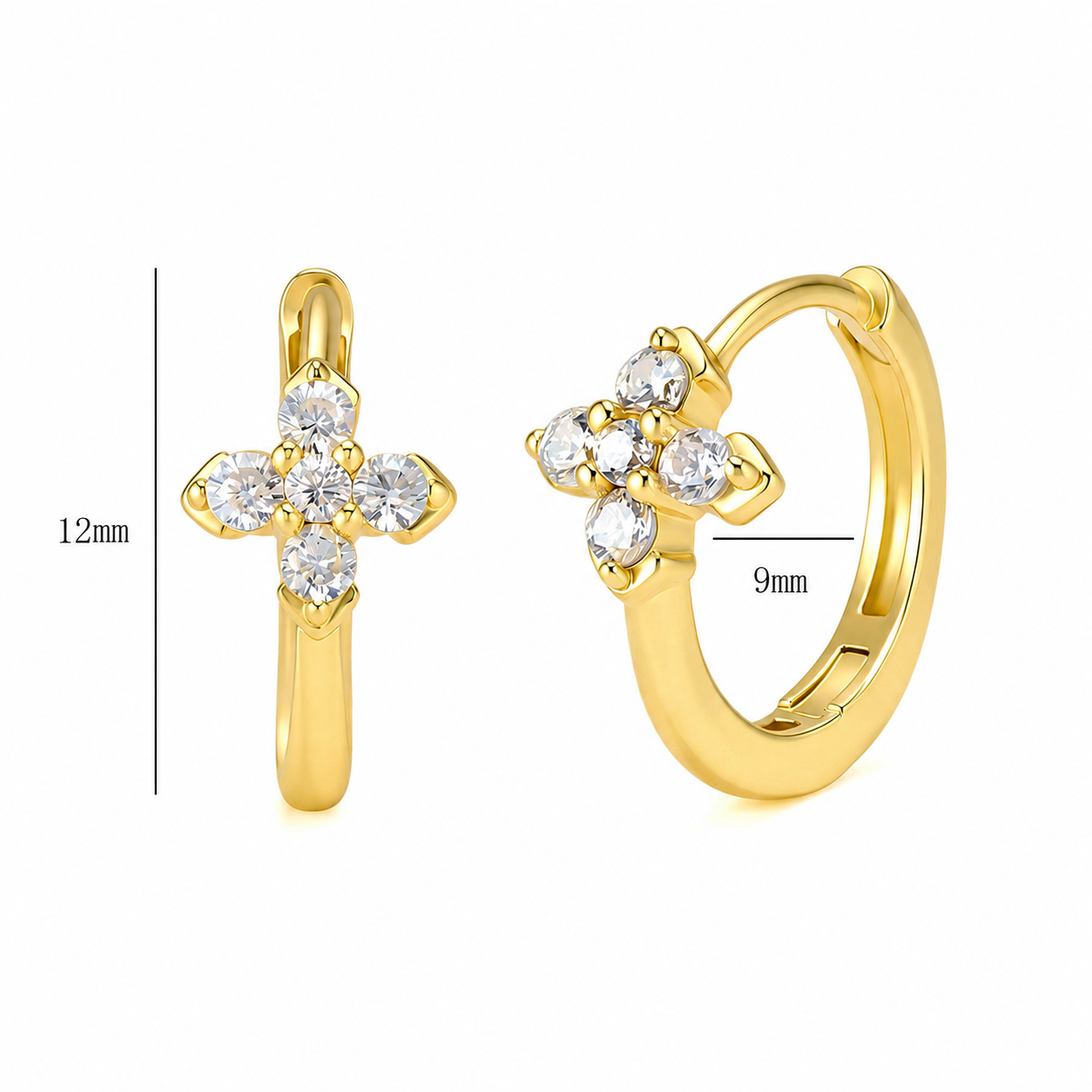The Blossia - Four Leaf Clover Hoop Earrings - Silver